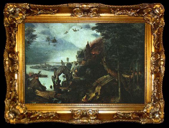framed  BRUEGEL, Pieter the Elder Landscape with the Temptation of Saint Anthony, ta009-2